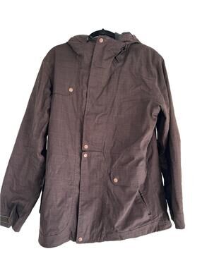 VANS Women’s Large Hooded Parka Brown/Plum Plaid Color Jacket Full Zip.